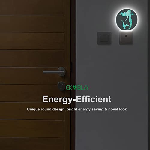 Image of EKOBLA Mermaid Night Light, Green Fish Scale Ocean Theme Night Lights Plug Into Wall with Auto Sensor for Teens and Girls Bedroom