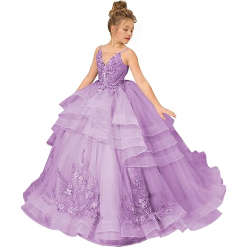Flower Girls Dresses for Wedding Tulle Pageant Princess lace Appliques Girl Wedding Guest Dress2