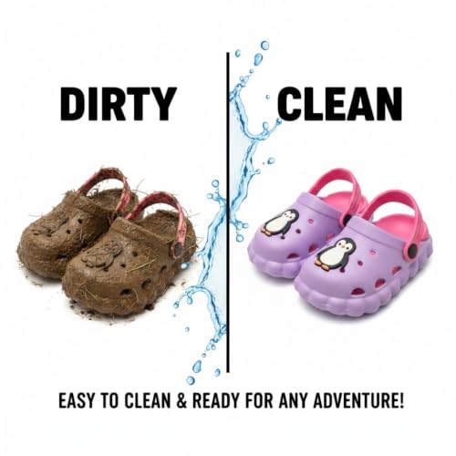 Image of GLJ Little AngelToddler Clogs Slippers, 12 Months to 3 Years, Baby Boy, Waterproof, Lightweight, Cute Cartoon Penguin Design
