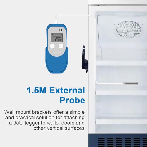 ThermElc TE-03 ETH Externer Datenlogger Temperatur Luftfeuchtigkeit mit Externer Sonde, MKT-Berechnung, 32.000 Punkte, Automatische PDF/CSV-Erstellung, Wiederverwendbarer USB-Recorder für Labore