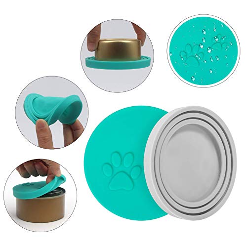 SLSON 2 Stk Tierfutter-Dosendeckel mit 2 Löffeln und Netter Katzentatzenmuster für Dosenfutter für Hunde- und Katzenfutter Passt auf Fast Alle Futterdosen