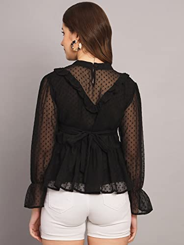 Image of FUNDAY FASHION Casual Cuffed Sleeves Solid Women Regular Fit Boota Top