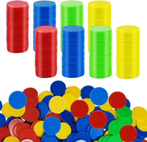 400 Piezas Fichas de Póker de Plástico, 4 Colores Fichas de Juego, Fichas de Bingo, Poker Chips para Juego de Cartas Recompensa de Aula Aprendizaje de Matemáticas