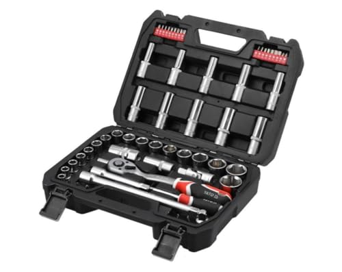Yato 60PCS 1/2 Socket Set with Ratchet, Sockets 10-32mm, Chrome Vanadium Steel, AS-DRIVE System