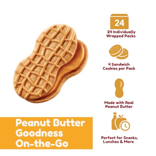Image of Eli&Val Snack Bundle: Nutter Butter Cookies Peanut Butter 24 Pack | Authentic Nutter Butter Peanut Butter Sandwich Cookies in individual snack packs, 24 ct, perfect for lunchbox, school, office