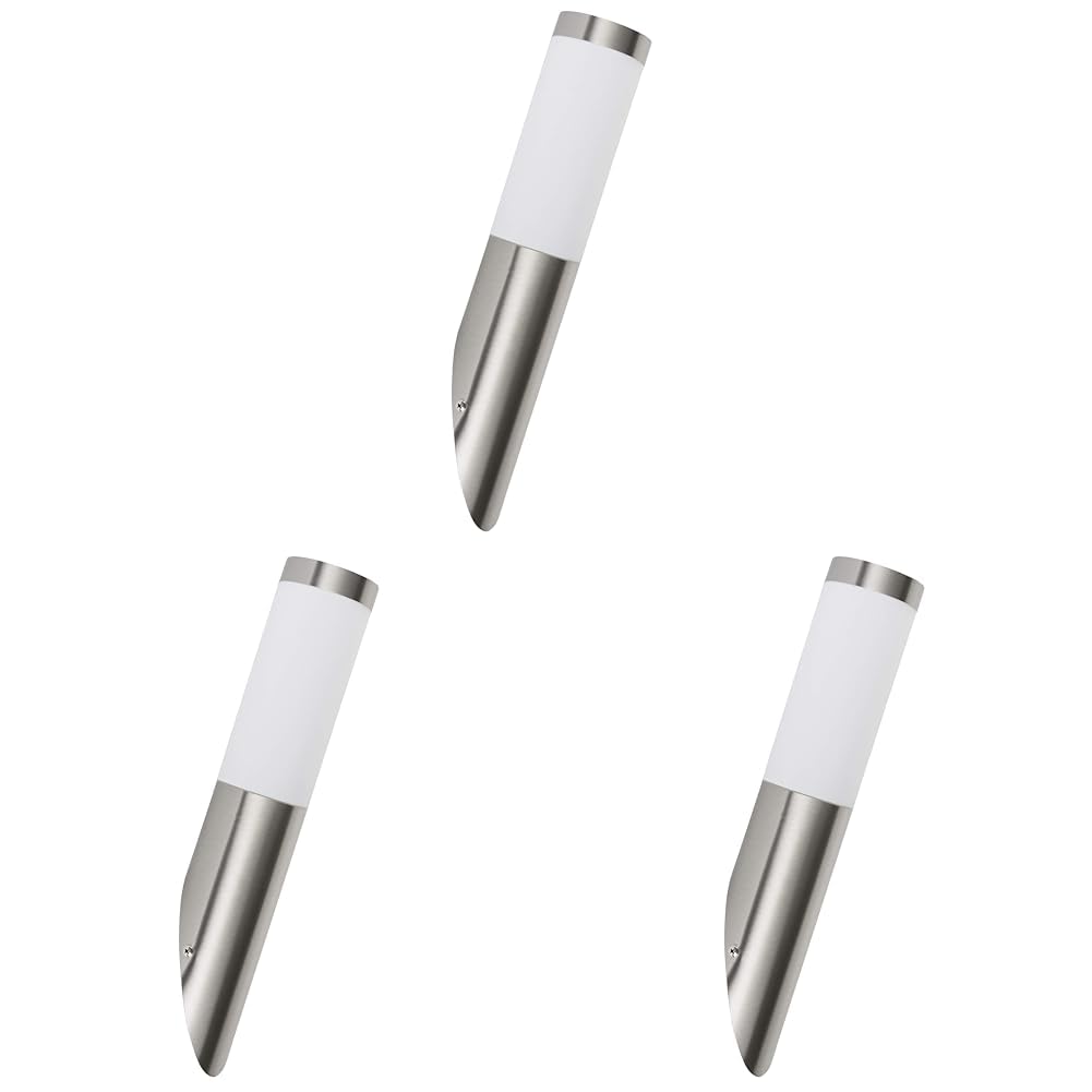 Smartwares – Außenleuchte –Wandfackel – Edelstahl – E27-Sockel – IP44, Silber (Packung mit 3)