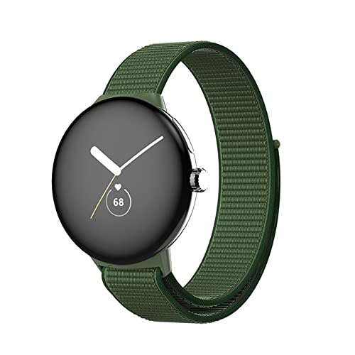 BHARVEST Sport Nylon Bands for Google Pixel Watch, Stretchy Loop Woven Braided Soft Women Men Strap Compatible with Google Pixel Watch, Green