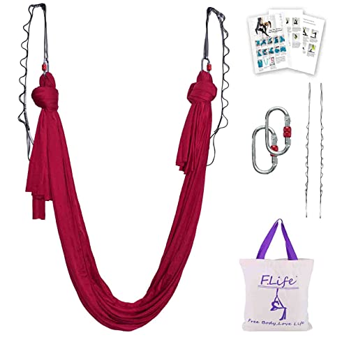 Image of F.Life Aerial Silk Yoga Hammock & Swing for yoga Inversion,Strength training,starter hardware kit