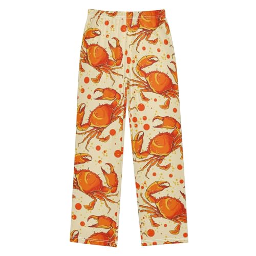 ZZXXB Retro Crab Polka Dot Boys Long Pants Soft Trousers Elastic Waist Kids Lounge Bottoms with Pockets S-XL
