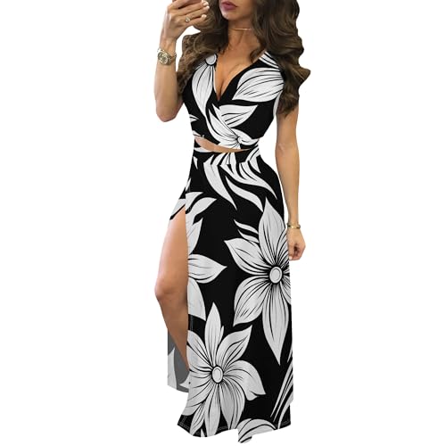 Image of MESLIMA Two Piece Dresses Sets for Women Summer Boho Maxi Dresses