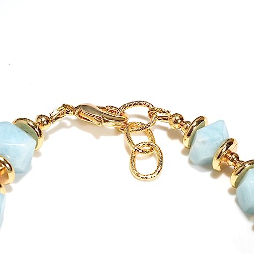 [Amber Crystal] Vintage Series Women Healing Natural Aquamarine Raw Stone 14K Gold Energy Crystal Bracelet4