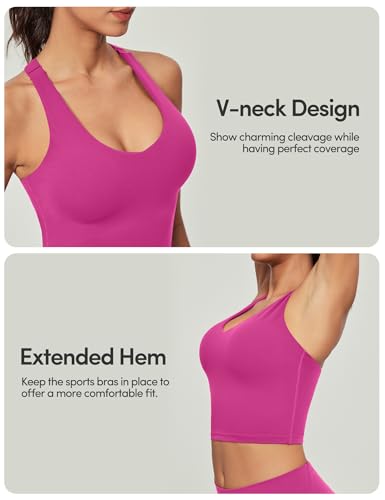 Image of IUGA Buttery Adjustable Workout Tank Tops Woman with Built in Bra Y Back Longline Sports Bra Athletic V-Neck Crop Tops