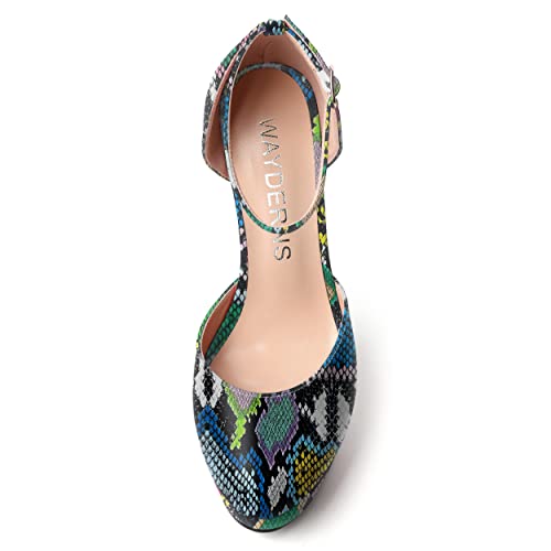 WAYDERNS Womens Dress Round Toe Evening Ankle Strap Platform Patent Buckle Stiletto High Heel Pumps Shoes 5 Inch3