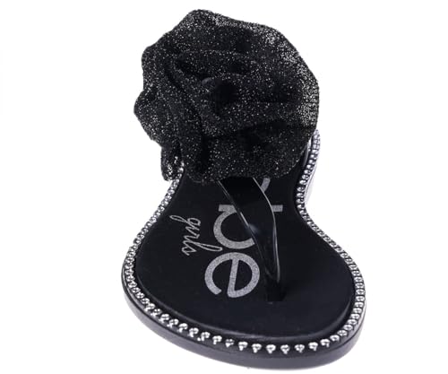 Image of bebe Girl's Flat Sandals - PCU Sandals with Flower, Bow, and Rhinestone Details for Toddler /Little Kid /Big Kid