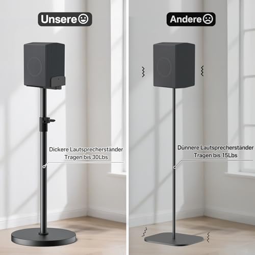 In hoogte verstelbare luidsprekerstandaard tot 95 cm – universele poten voor Edifier, KRK, Klipsch, Polk, Yamaha, Sony – robuuste surround sound luidsprekerstandaard met kabelmanagement. - Afbeelding 6