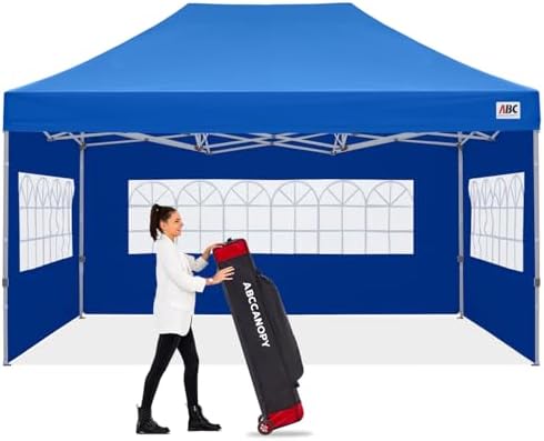 ABCCANOPY Outdoor Winter Gazebo 10x15, Premium Instant Pop Up Canopy Tent with Elegant Church Window,Snow and Rain Protection, Bonus Wheeled Bag,Royal Blue