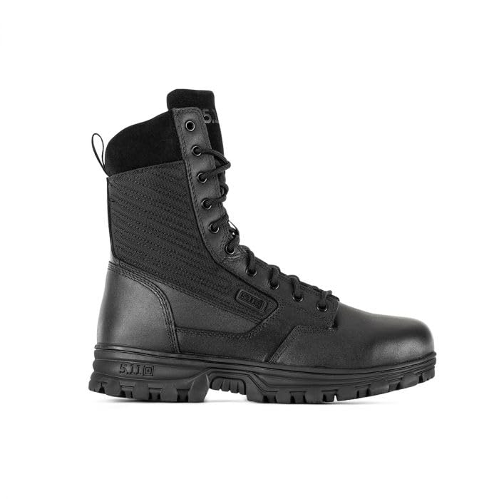 Tactical HVAC Professionals Work Boots, 8-Inch Black Leather Waterproof Combat Boots with Side Zip, Steel Shank for Tradesmen and Field Service Professionals