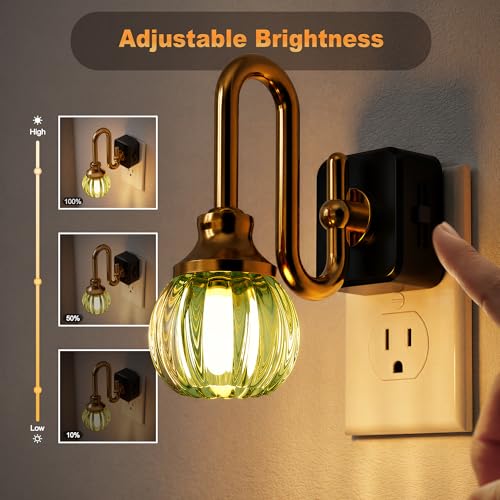Image of JandCase Night Light, Night Lights Plug into Wall Green Tulip 2 Pack