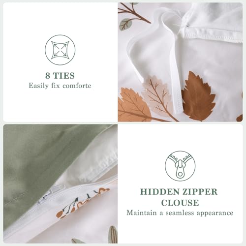 Shilucheng 100% Cotton Floral Duvet Cover King Size - 600 Thread Count, Breathable & Cooling Comforter Cover with Zipper Closure,Hotel Bedding Duvet Covers 3 Piece (Qinyuan Spring & Green)