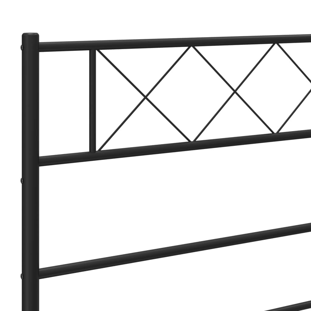 140x190 cm Black Metal Bed Frame with Headboard | Includes a supportive steel slat platform and under-bed storage space for bedroom or guest room use.