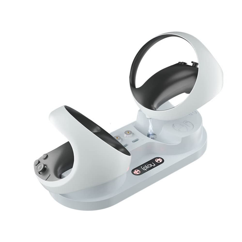 Per PS5 PSVR2 Maniglia Dock di Ricarica, Gamepad Portatile Doppia Stazione di Ricarica Dock con Luce LED, Stand di Stoccaggio per il Controller VR