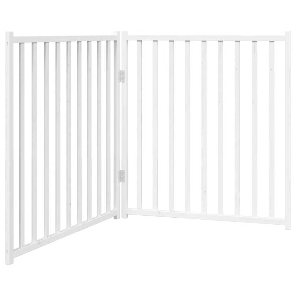 Portail pliable en 2 parties pour chien - En bois massif - Blanc - 160 cm - Grille pare-chien à monter sans perçage - Portail pour chien avec peinture à l'eau