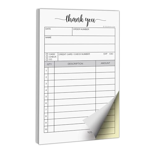 321Done 2PCPV-TYNT Thank You Receipt Book, Made In Usa - 3.4X5.5 Order Form, 2-Part Carbonless Sales Invoice Pad cover