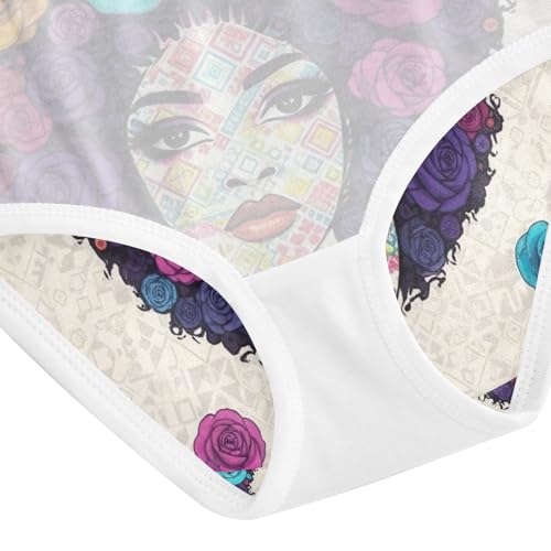 Girls Briefs, Colorful Roses Face Toddler Panties, Girls Underwear Cotton, 2T–8 Years4