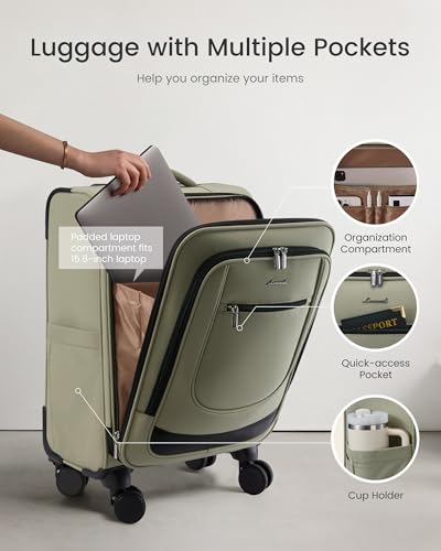 Image of LOVEVOOK Carry On Luggage 22x14x9 Airline Approved 22inch Softside Suitcase