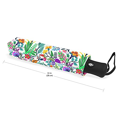 Folding Umbrella Auto Open Compact Sun Rain Umbrellas Floral Flowers Colorful For Women Men Kids Travel Parasol Sun Uv Protection Windproof #TOP4
