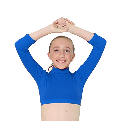Danzcue Girls Cheerleading Basic Bodyliner Top Sportswear Bodysuits, Royal, Small
