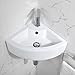 Wall Mount Corner Bathroom Sink with Faucet-Bokaiya 18x13 Inch Small Bathroom Sink with Overflow Wall Mount Triangle White Porcelain Ceramic Mini Vanity Space Vessel Sink