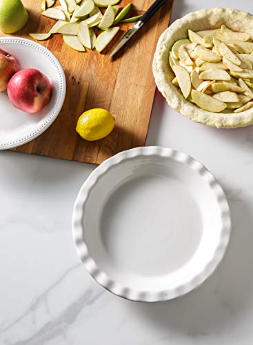 Le Tauci Ceramic Pie Pans For Baking, 9 Inches Pie Plate For Apple Pie, Round Baking Dish, 36 Ounce Deep Dish Pie Pan, Set Of 2, White #TOP5