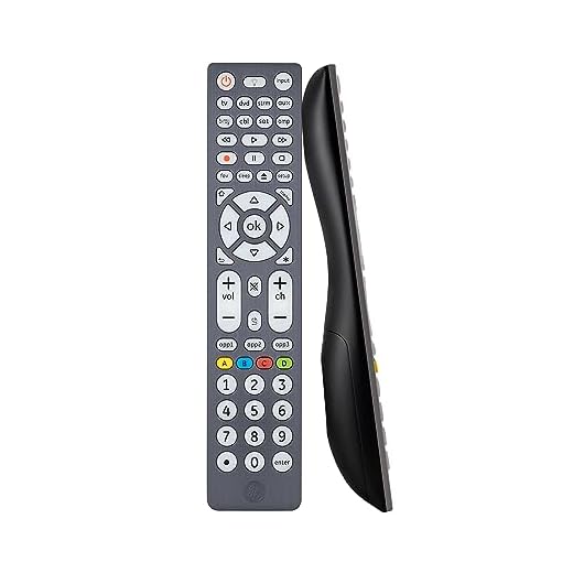 Controle remoto universal retroiluminado GE 8 dispositivos para Samsung, Vizio, LG, Sony, Sharp, Roku, Apple TV, RCA, Panasonic, Smart TV, reprodutores de streaming, Blu-Ray, DVD, configuração simples, grafite, 47510