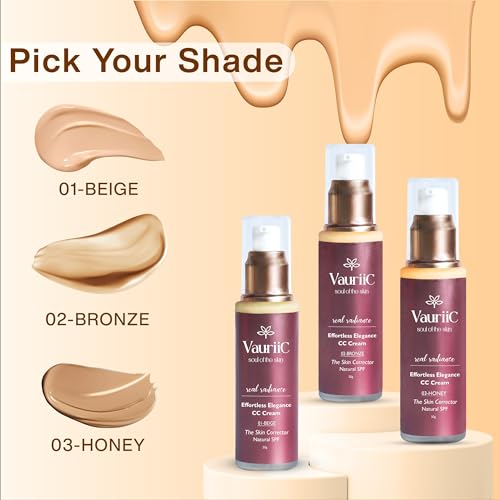 Image of Effortless Elegance CC Cream 50gm with Natural SPF, Conceals Dark Spots, Blemishes & Skin Colour Corrector for Daily Use, All Skin Type, Natural Coverage, 100% Vegan | 02-BRONZE