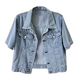 Design: Die klassischen Jeansjacken für Damen sind leicht, Button-Down, kein Reißverschluss, Umlegekragen, Rüschenärmel, normale Passform, macht sie stilvoll
