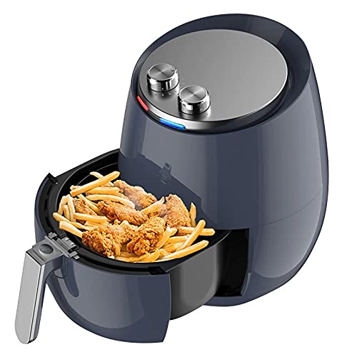 HMTE Airfryer voor thuisgebruik 110V 1400W grote friteuse Timer temperatuurregeling Veilig (Blauw, 3.6L)