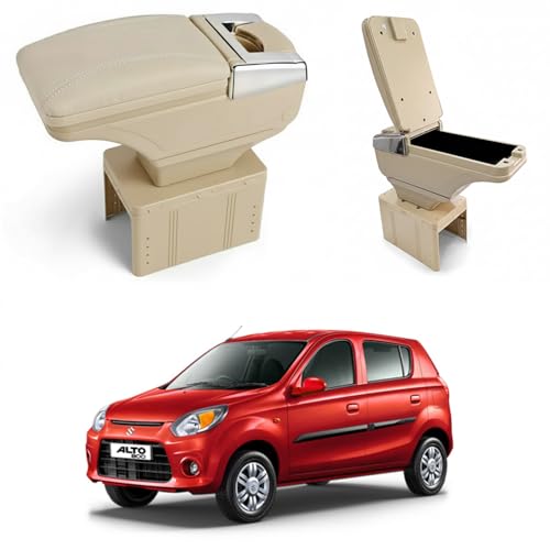 Image of Oshotto PU Leather AR-01 Car Armrest Console Box Compatible with Maruti Suzuki Alto 800 - Beige