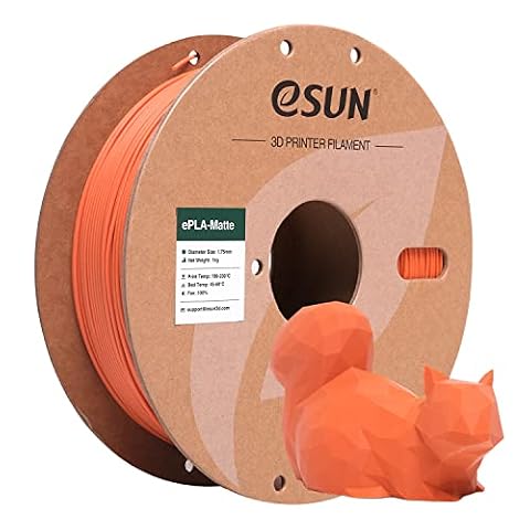 eSUN Upgraded Matte PLA Filament 1.75mm, Matte PLA 3D Printer Filament, Shine-Free Color, Frosted Texture, 1KG Spool (2.2 LBS) 3D Printing Filament for 3D Printers, Matte Tangerine Orange