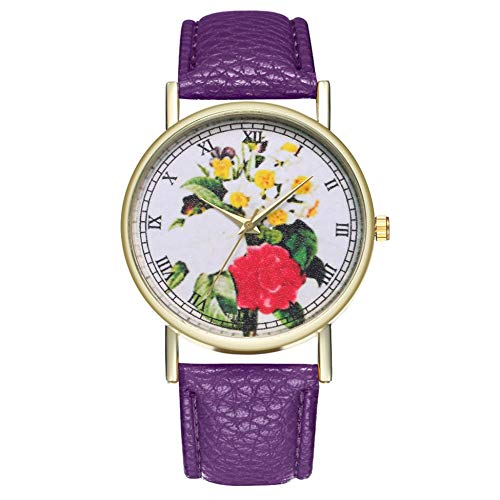 Preisvergleich Produktbild Gusaman Hochwertige nagelneues Benefit T81 Blumenstrauß Lederband Quarz Damenuhr Moderne populäre Nizza Farbe