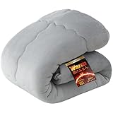 クモリ(Kumori) 掛け布団 シングル 冬用 「極暖シリーズ」 両面フランネル 暖かい 持続温感 2.65kg 厚手 ふんわり あったか 高機能中綿 蓄熱吸湿 ほこりが出にくい 保温 静電気防止 軽量 洗濯可能 掛けふとん 150X210cm グレー