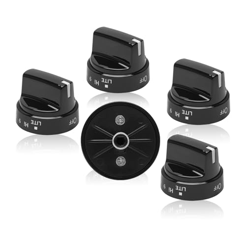 WB03X24759 Range Surface Burner Knob, 222D5793 Gas Range Control Knob Replacement, 4454960 Gas Range knobs Compatible with GE Stove (Black 5pcs)