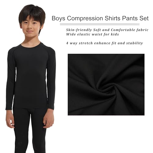 YUSHOW Boys Compression Sets Shirts & Pants Tights Quick Dry for Basketball Running Leggings Athletic Sports3