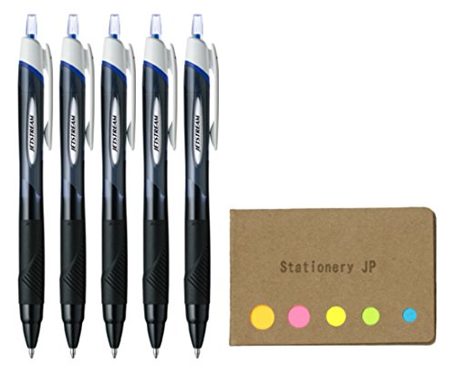 Jetstream Retractable Ballpoint Pen, Bold Point 1.0mm, Blue Ink, 5-Pack, Sticky Notes Value Set