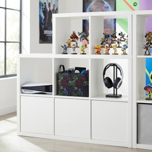Image of MAIZMZ Game Controller Storage Bin, Waterproof Linen Laundry Basket with Handles for Game Room Bed, Gifts,Toys