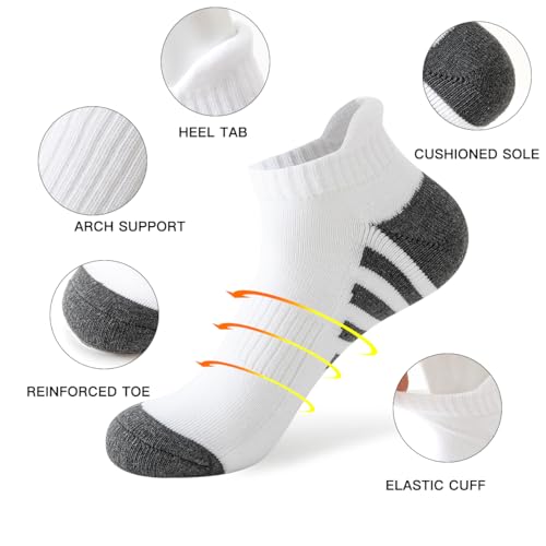 JOYNÉE 10 Pairs Mens Athletic Running Ankle Socks Men 10 Pack Low Cut Breathable Workout Socks,Sock Size:10-133