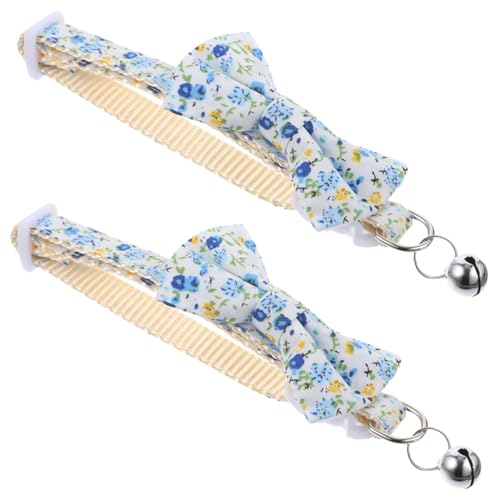 OUNONA 2個 かわいい猫首輪ベル付き分離蝶ネクタイ猫首輪春夏猫首輪 2 個 子犬の首輪 子猫の首輪 猫バンダナ 犬の首輪ホルダー 鈴付き猫首輪 ペットアクセサリー ポリエステル・ナイロン