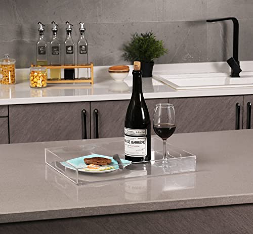 Sooyee Acrylic Tray,16" X 12" Plastic Tray,Decorative Tray,Serving Trays For Coffee Table,Kitchen,Bathroom,Food,Vanity Countertop,Large Ottoman Tray With Handles,Clear #TOP1