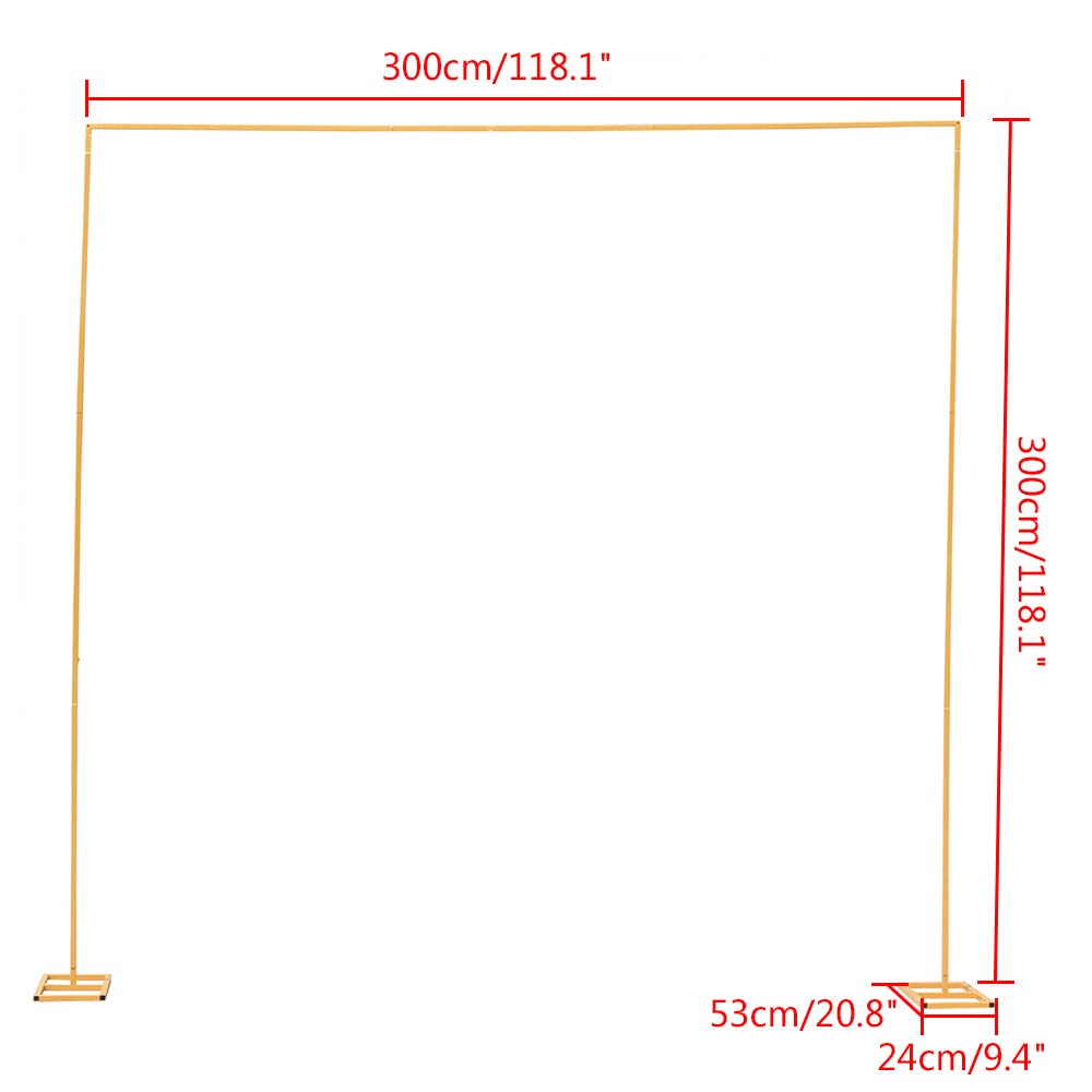 3 m x 3 m, arco per matrimonio, quadrato, rimovibile, per matrimoni, feste, sfondo (oro)