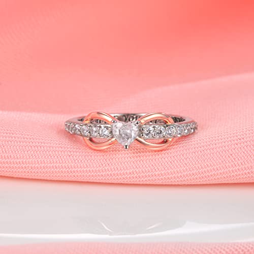 Infinity Rings 925 Sterling Silver Forever Love Mother Daughter Grandma Ring Jewelry Gift For Women Mother's Day Christmas Birthday (Sister, 7) #TOP1